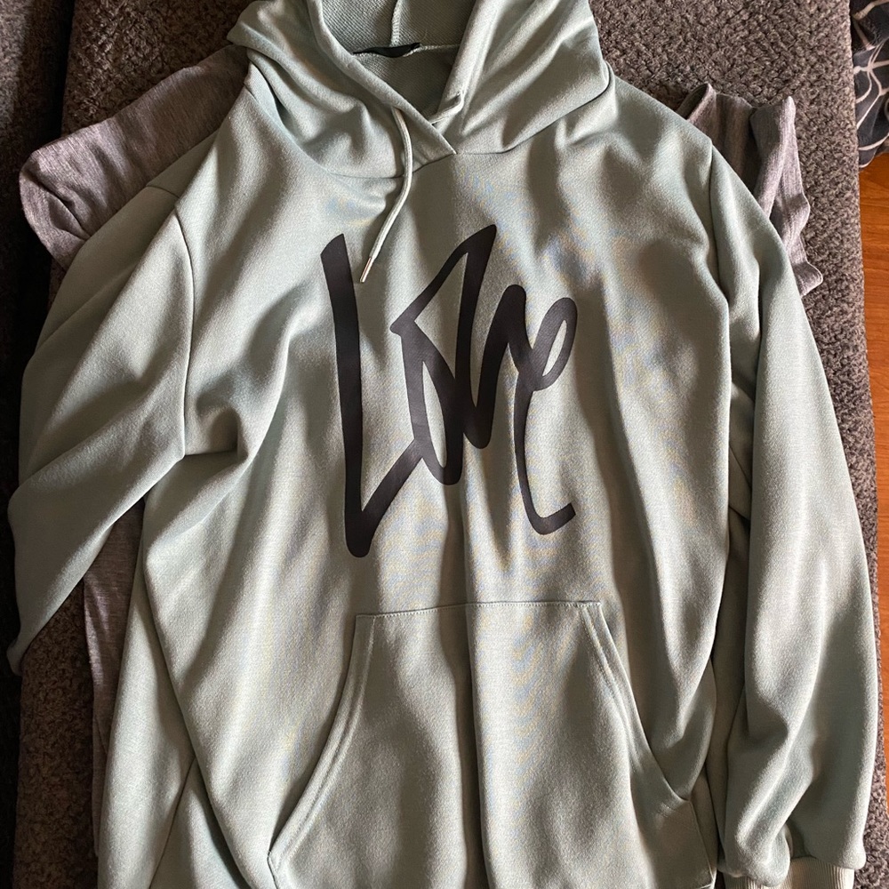 Sweatshirt hoodie dress. XL. Color is identical with the girl wearing the dress.